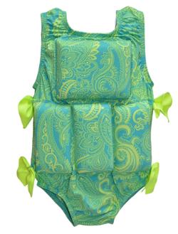 Girls Flotation Swimsuit - Lime Paisley